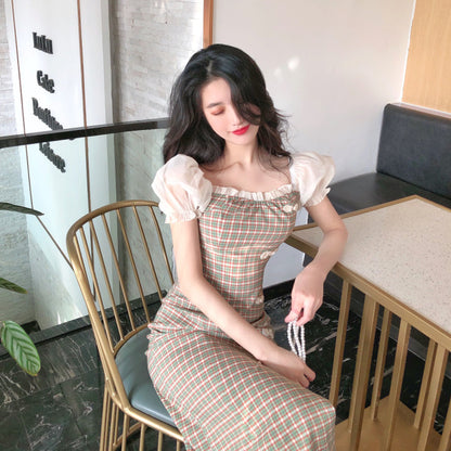 Bubble sleeve cheongsam dress — side view