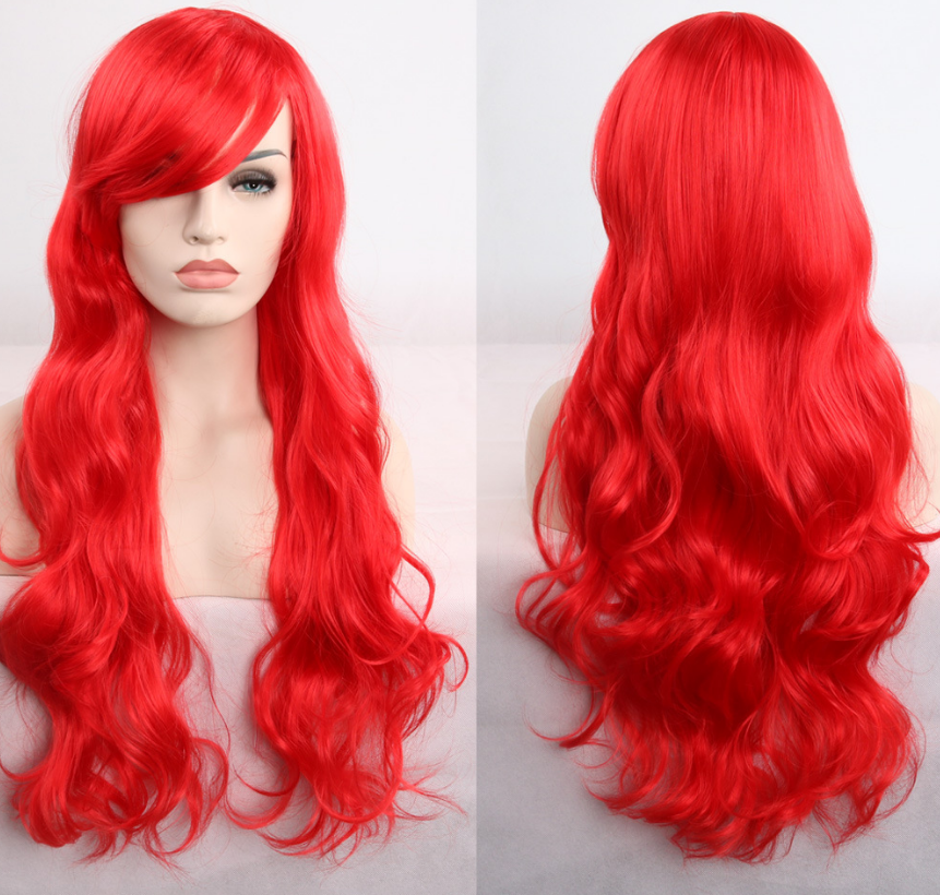 Anime cos wig color 80cm long curly cosplay role playing — side view
