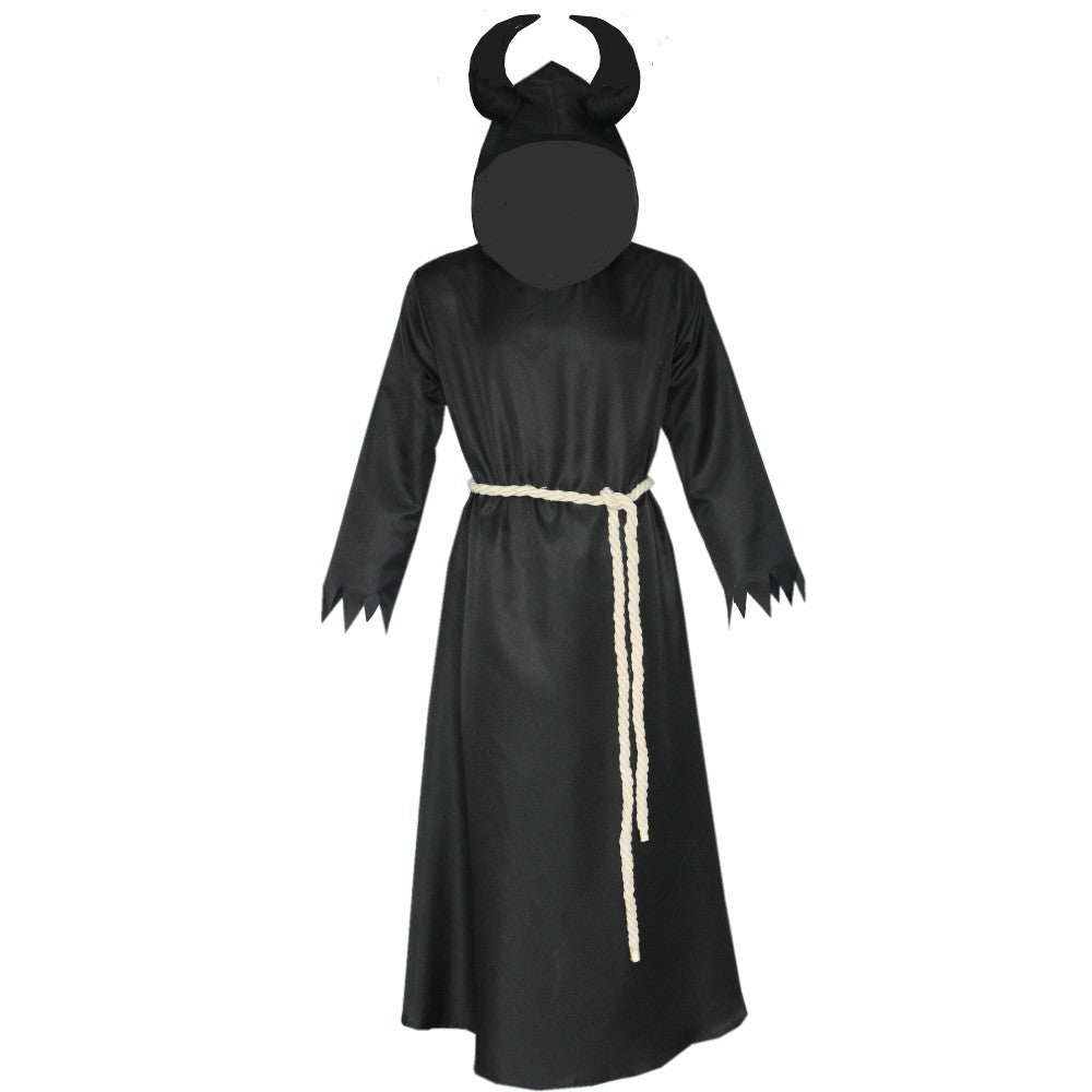 Halloween Medieval Horns Death Devil Wizard Cloak Cospiay Costume — side view