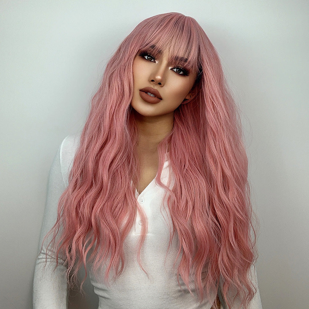 Wine Red Long Curly Wig - Party & Ball Cosplay Hair — back view
