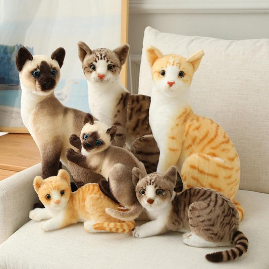 Cat Plush Toys - Soft Flat Silk Plush Stuffed Cat Animal Doll