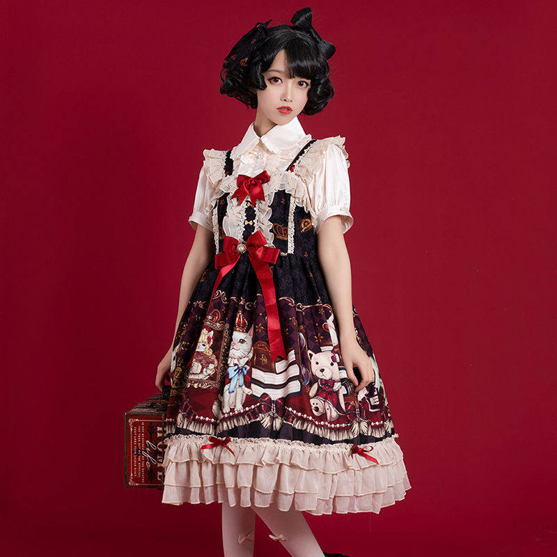 Lolita JSK Suspender Dress Japanese Lolita Dress Skirt Lo Lolita — side view
