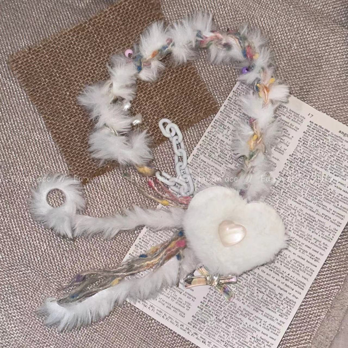 White Plush Choker Heart Necklace | Magic Stories