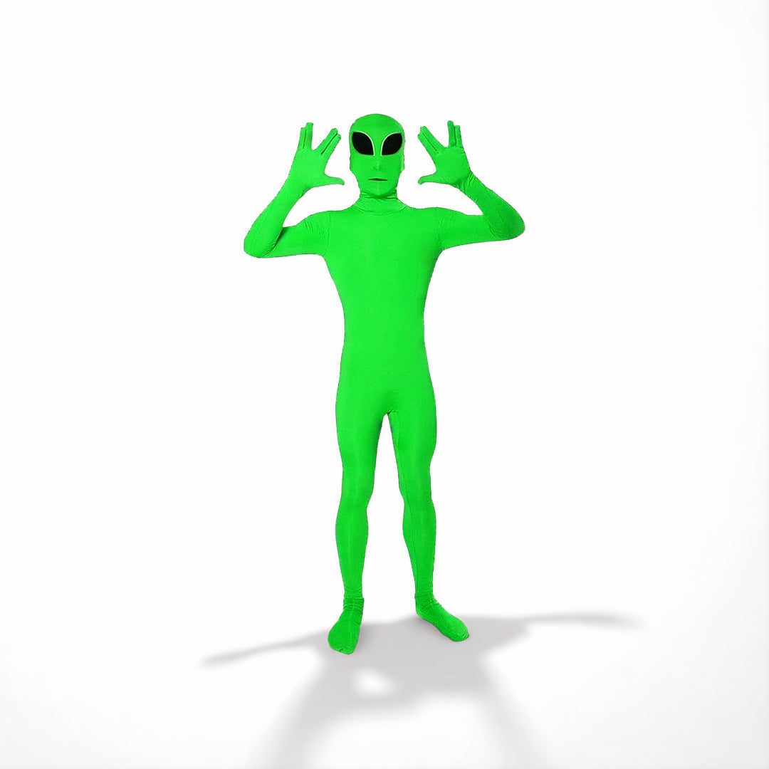Halloween One-piece Tights Cosplay Green Alien — back view