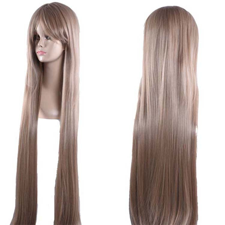 Anime wig, long straight hair — side view