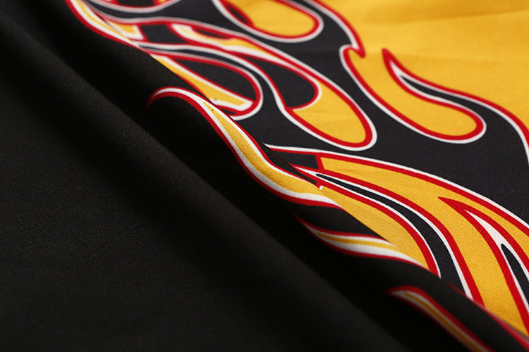 Harajuku style flame short sleeve shirt | Magic Stories