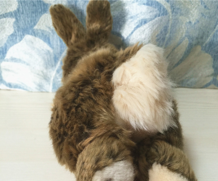 Bunny hare plush doll — back view