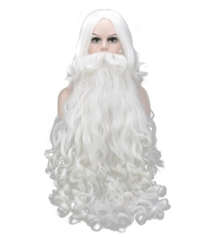 Christmas beard Santa wig cosplay headgear beard wig kit — back view