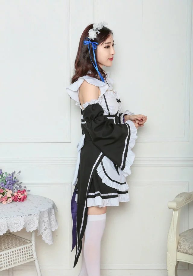 Anime cosplay maid outfit — back view