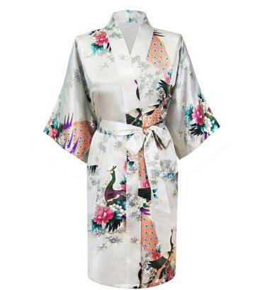 Japanese satin peacock woman yukata pajamas — detail