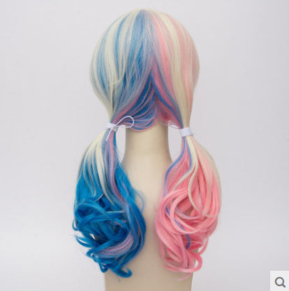 Ladies Fashion Wig Cosplay Long Colorful Head Cover — back view