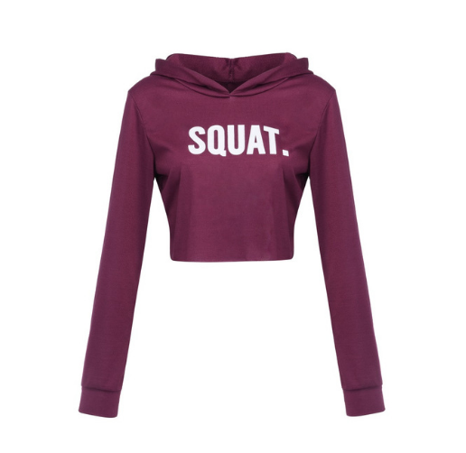 Women Fashion Active Hoodies Long Sleeve Crop Top Letter Print Loose Hooded sudaderas mujer harajuku — scale reference