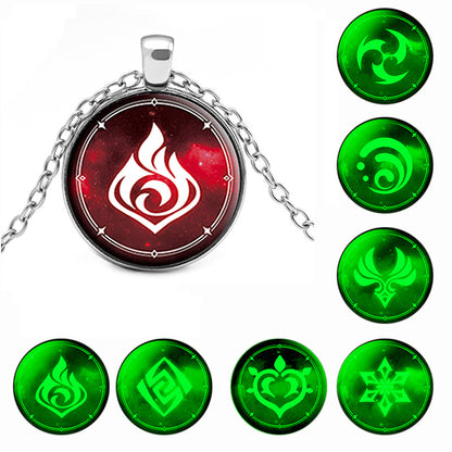 Genshin Impact Glow In The Dark Necklace Glass Pendant Luminous Necklaces — side view