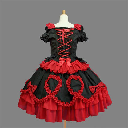 Spring and summer lolita gothic short-sleeved one-piece dress — back view