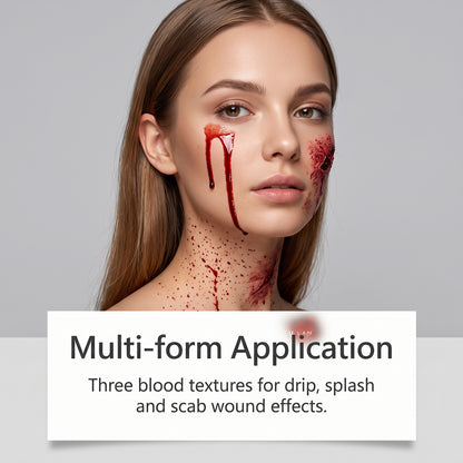 Halloween Fake Blood Makeup Set, Realistic Wound Effects, Cosplay Stage Party Costume Prop — back view