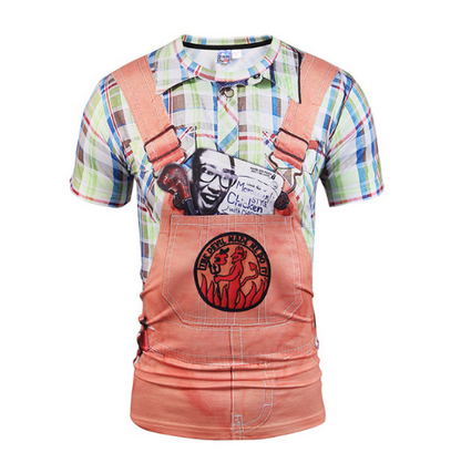 Fake Vest men short sleeve hip hop Fashion Man Slim Fit t-shirt Halloween cosplay — scale reference