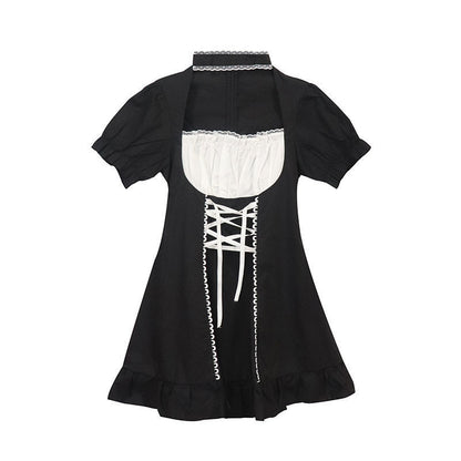 Puff Sleeve Dress Maid Outfit Girl Soft Girl — side view