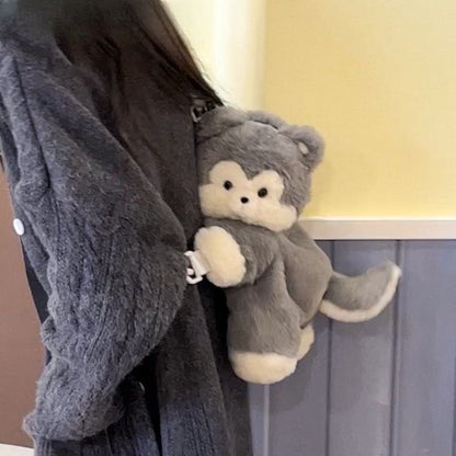 Cute Plush Doll Husky Backpack — side view