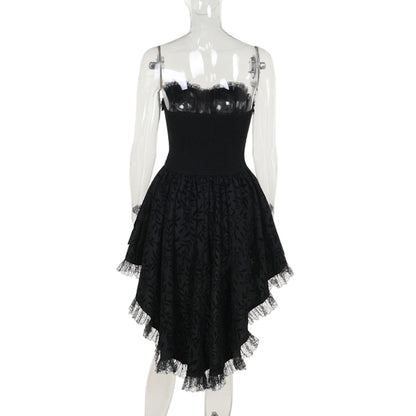 Halloween Dark Goth Flocking Bra Trailing Dress — packaging