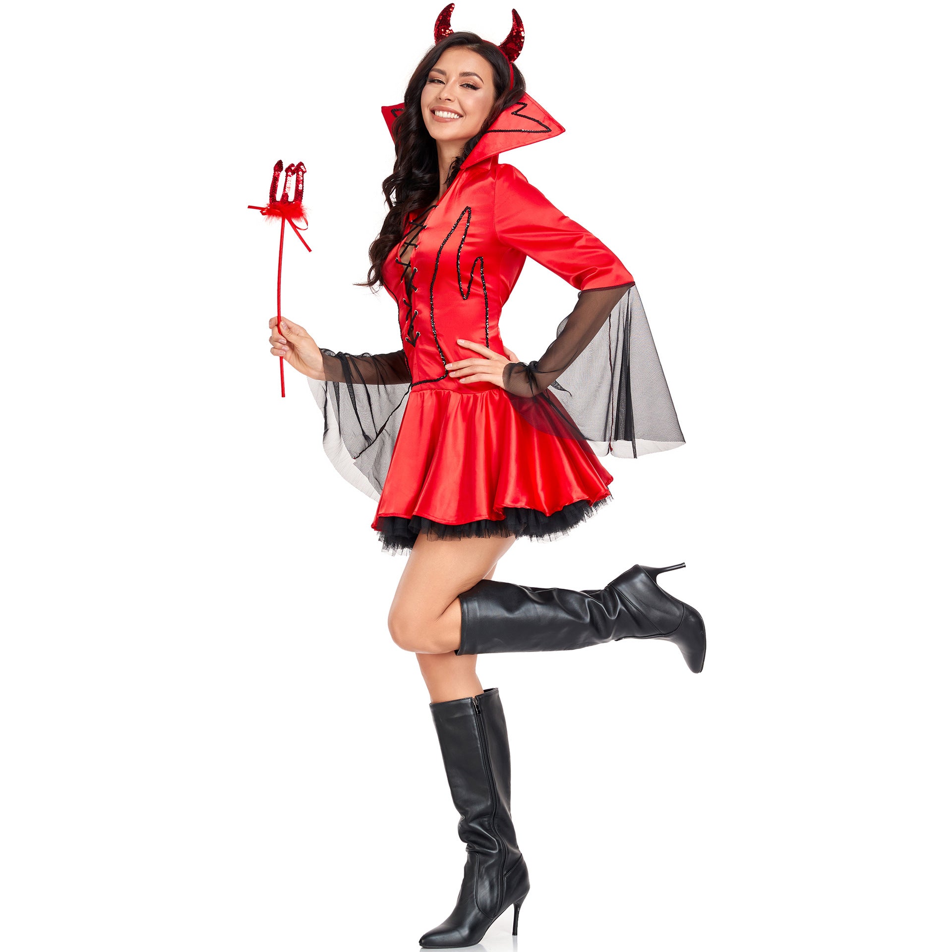 Masquerade Halloween Long Sleeve Demon Costume — side view