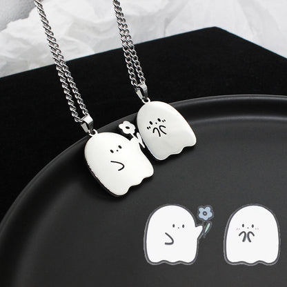 Stainless Steel Cute Ghost Couple Necklace - Magic Stories