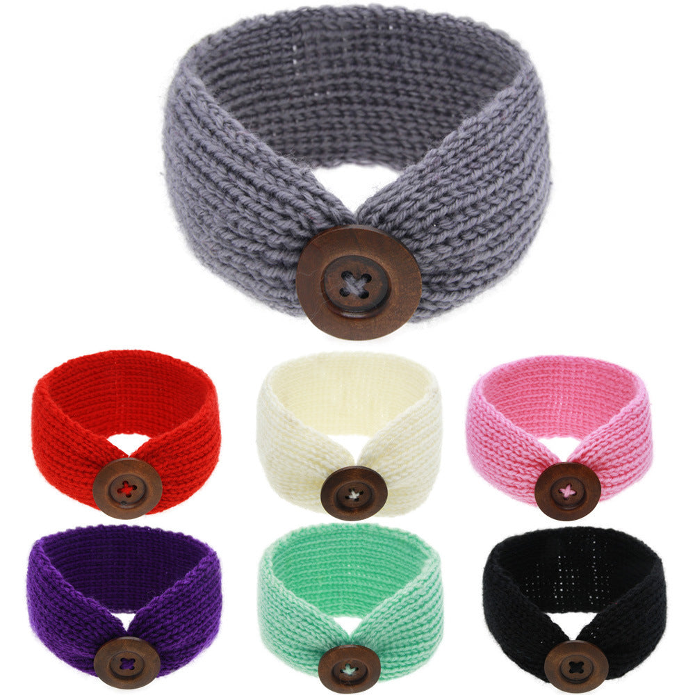 Knitted wool bunny ears headband — scale reference