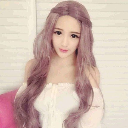 One meter cents wig taro purple long curly hair — back view