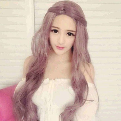 One meter cents wig taro purple long curly hair — back view