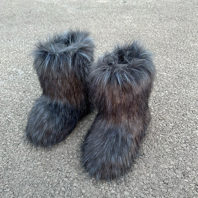 Raccoon Fur Plush Snow Boots | Magic Stories