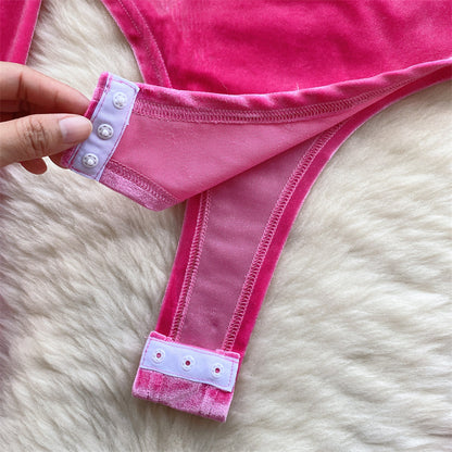 Women's Tight Velvet Onesie Plush — side view