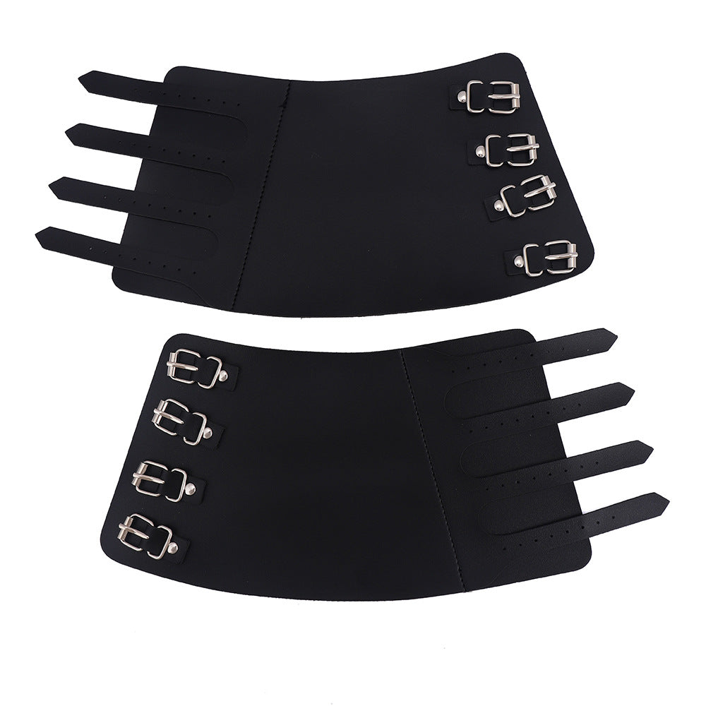Leather Wrist Guard Set Armor Costume Prop Cosplay Protective Wristband — detail