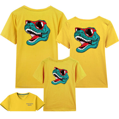 Cartoon anime little dinosaur t-shirt — in use