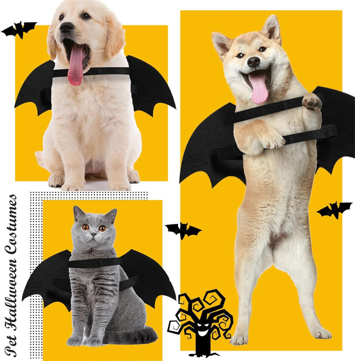 Dog Halloween Costumes Dog Bat Costume Cool Luminous Skeleton Bone Bat Wings Pets Cosplay Costumes Dress Up Apparel — in use