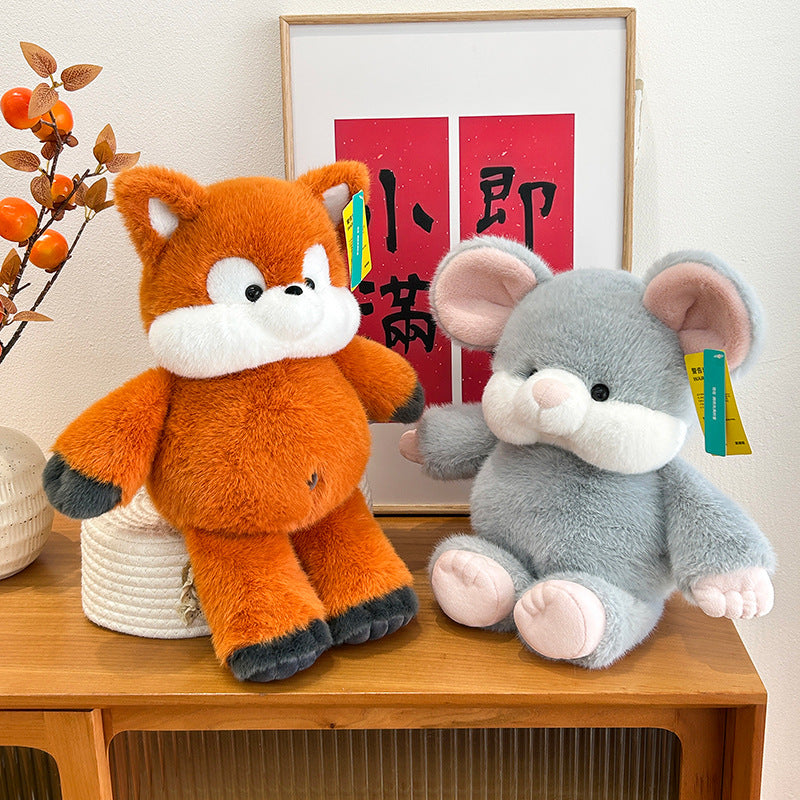Plush Toy Cute Elephant Doll Fox Cow — scale reference