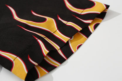 Harajuku style flame short sleeve shirt | Magic Stories