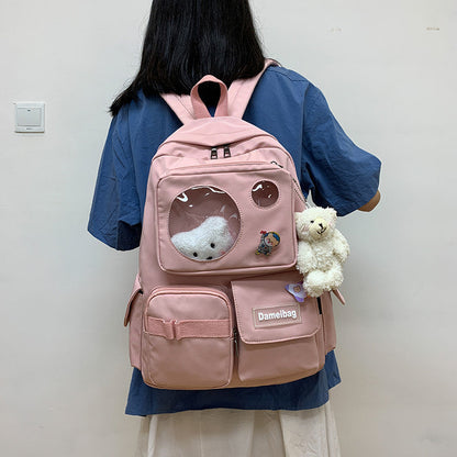 Kawaii Anime Backpack Duo — Harajuku Bear Backpack + Lolita Rabbit Plush Backpack