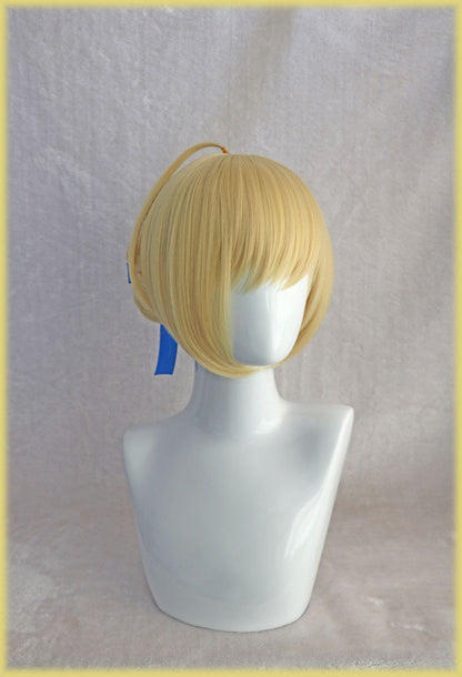 Cosplay wig with long sideburns — side view