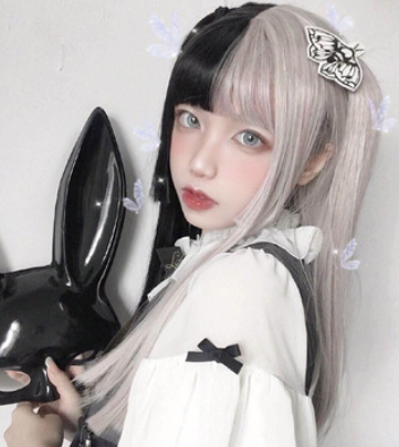 Anime Cosplay Wig Female Long Straight Hair — back view