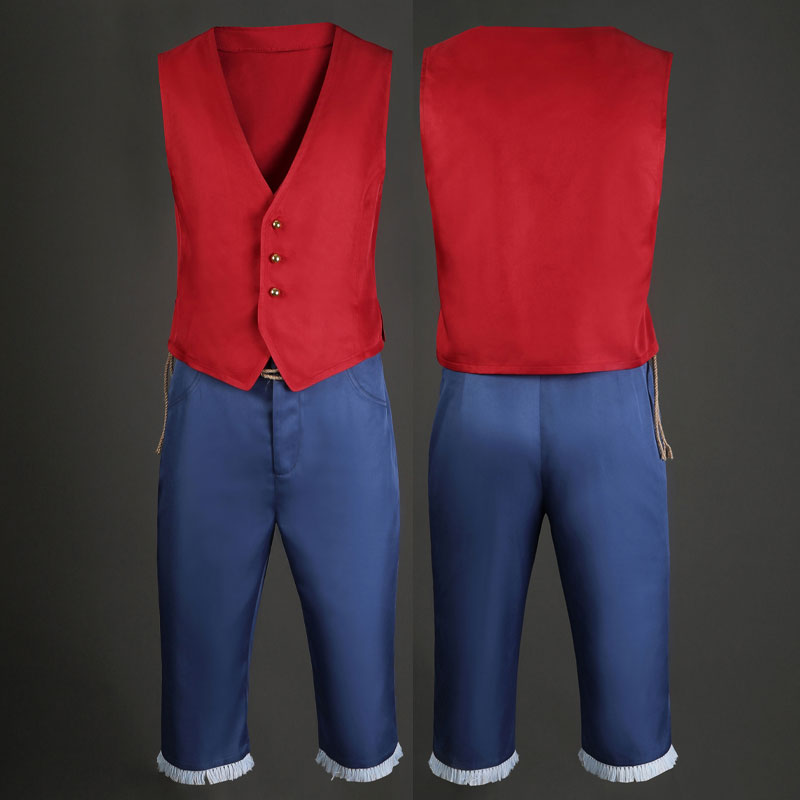 One Piece Monkey D. Luffy Vest Fullset Cosplay Costume — detail