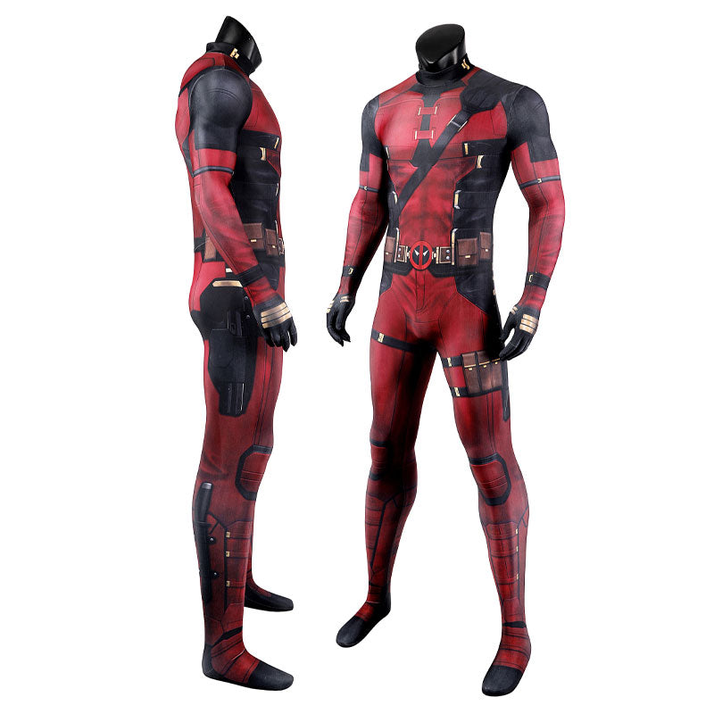 Deadpool 3 Wade Wilson Jumpsuit Cosplay Costume — Maroon — back view