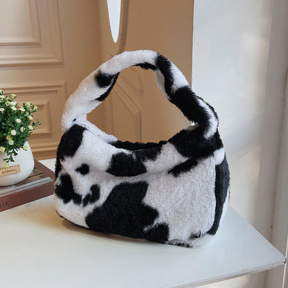 New Plush Harajuku Style Cow Fashion Plush Simple Personality Crossbody Bag — packaging