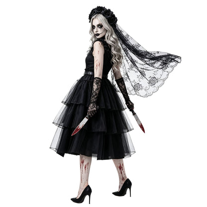 Black Mesh Gauze Cake Skirt Halloween Zombie | Magic Stories