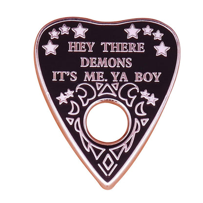 Black Spooky Demon Enamel Pin Badge — back view