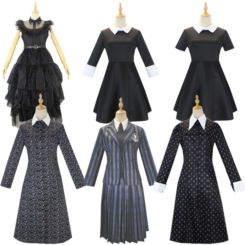 Cos Costume Halloween Wednesday Adams Black | Magic Stories