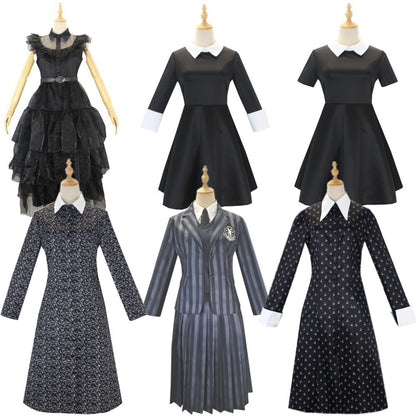 Cos Costume Halloween Wednesday Adams Black | Magic Stories