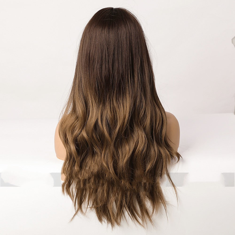 Medium Brown Gradient Highlight Wig — side view