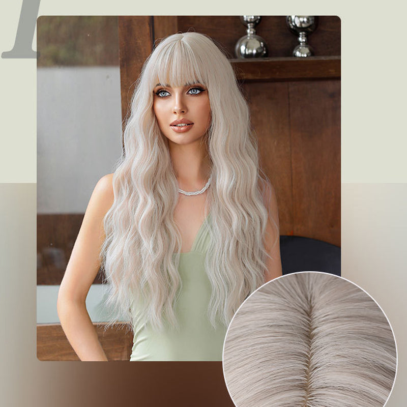 Silver Pink Curly Long Hair Full-head Wig Natural Realistic Fluffy Lolita Anime Cosplay — back view