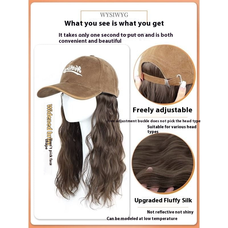 Hat Wig Integrated Fashion Large Wig Full-head Wig — detail