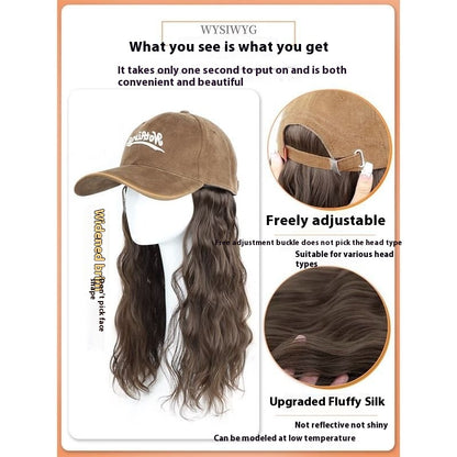 Hat Wig Integrated Fashion Large Wig Full-head Wig — detail