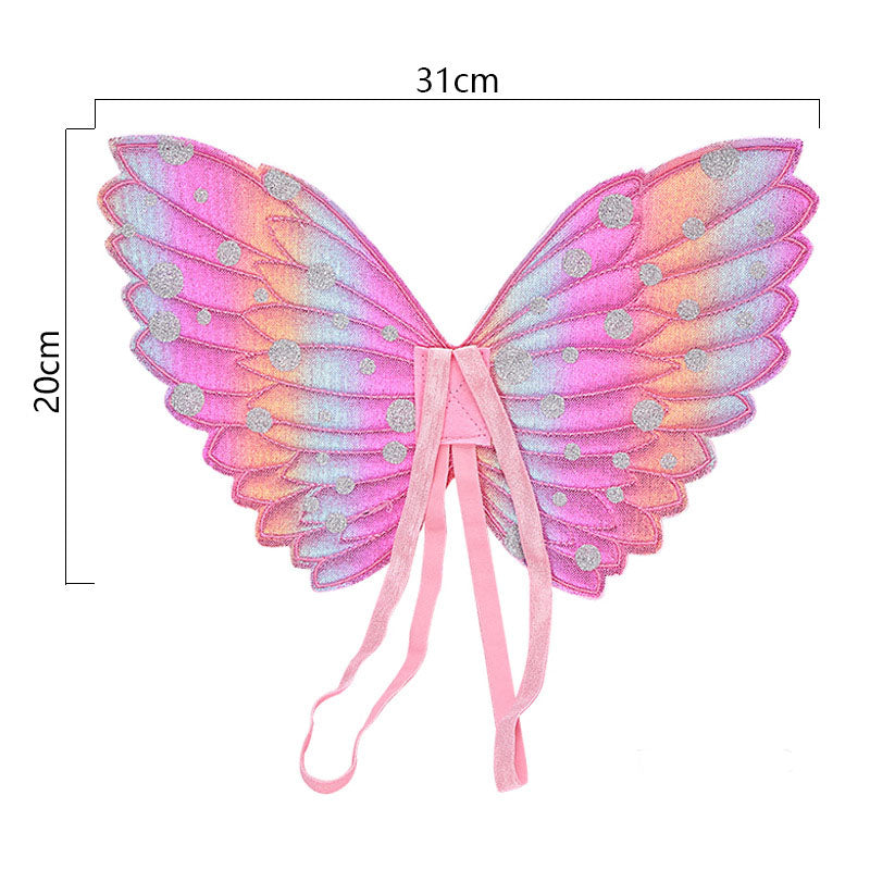 Kids Wings Wands Butterfly Rainbow Wings For Girls Princess Fairy Wings Children Halloween Cosplay Costume — detail